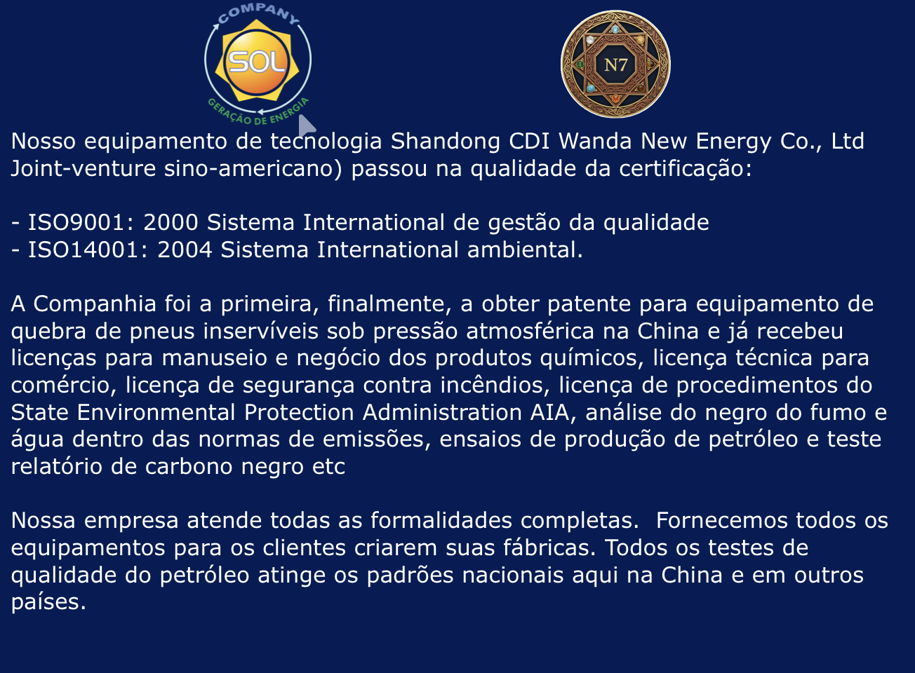 Certificações da Empresa